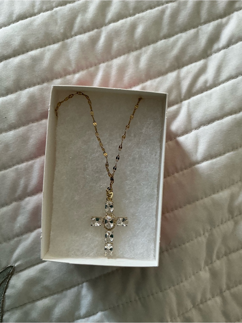 Gold-Tone Crystal Cross Necklace - Women's Jewelry